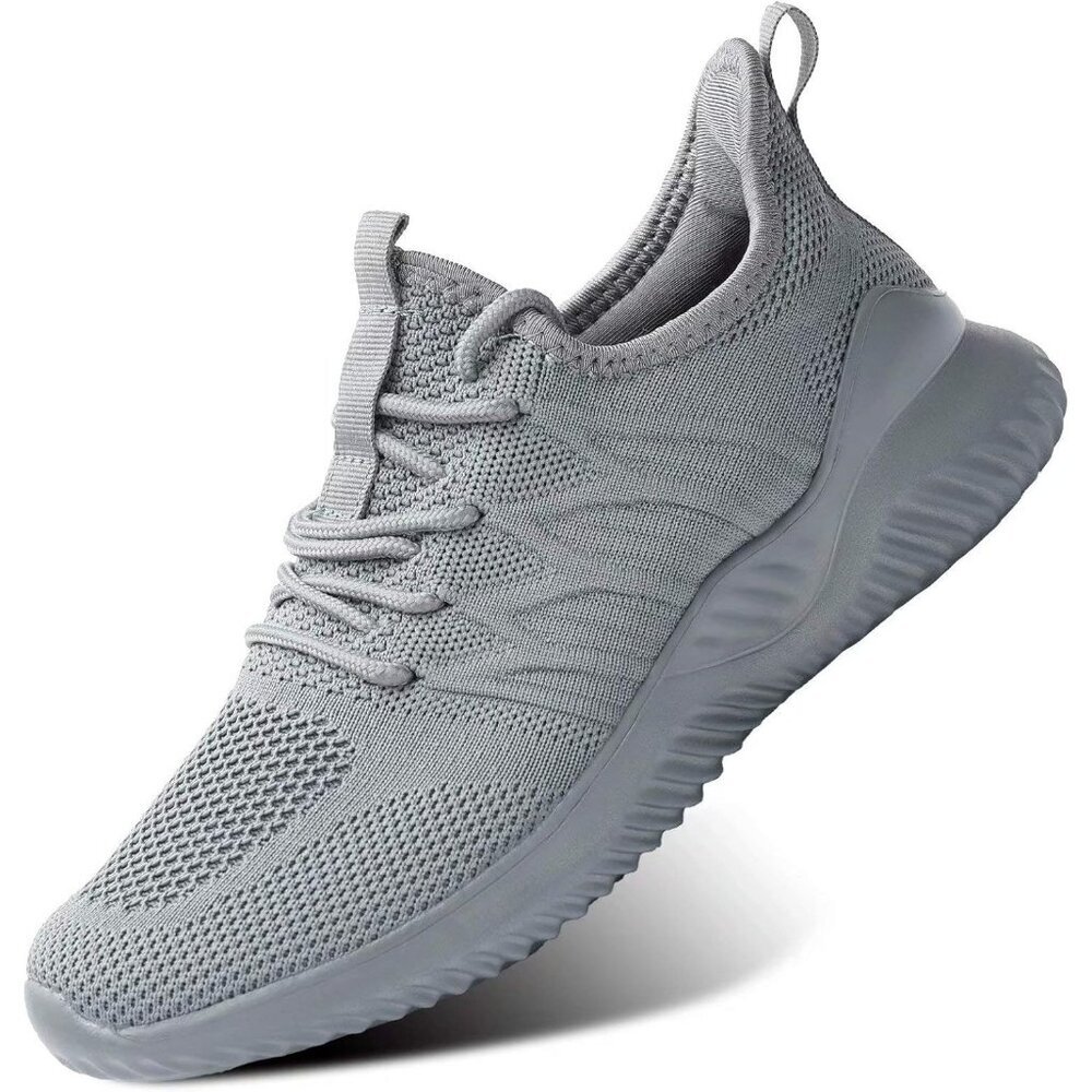 Women's Grey Slip On Lightweight Casual Pull-On Mesh Tennis Sneakers